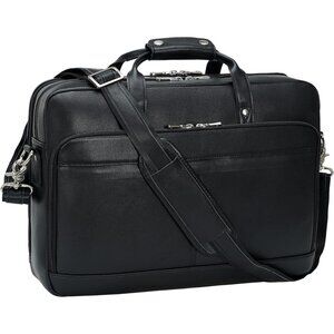 ⚡Men Black Fits 17.3 Inch Laptop Crossbody Bag Attached Leather Briefcase